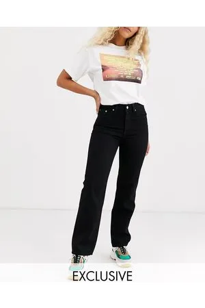 Weekday Voyage - Jeans a fondo ampio in cotone neri - BLACK