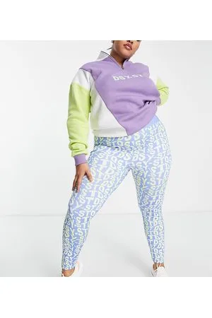 Daisy Street Plus - Active - Leggings blu e gialli con logo