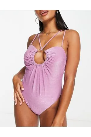 River Island Costume da bagno glitterato con anello grande