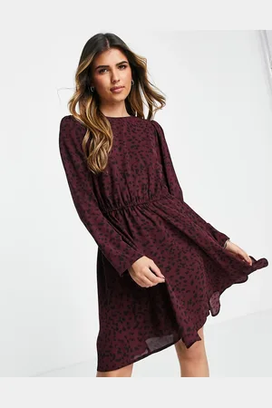 ONLY Dallas - Vestito con spalline bordeaux con stampa