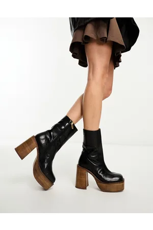 ASOS Romeo - Stivali in pelle neri con plateau