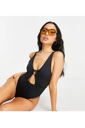 ASOS ASOS DESIGN Petite - Costume da bagno con cut-out e laccetti sul davanti