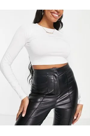 ASOS Hourglass - T-shirt bianca corta aderente a maniche lunghe