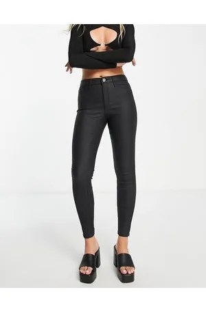 River Island Molly - Jeans skinny spalmati a vita medio alta neri