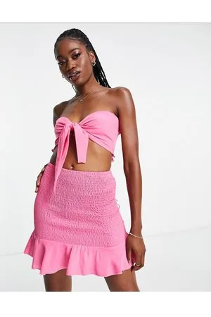 South Beach Coordinato da spiaggia con gonna e top con laccetti