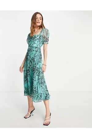 Whistles Gonna midi a pieghe con stampa animalier a contrasto