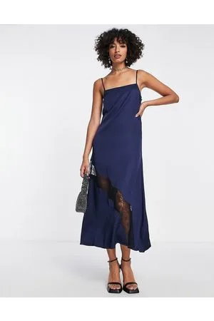 EDITED the label Vestito midi in raso morbido con inserti in pizzo