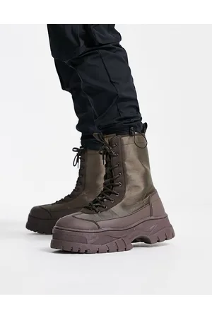 ASOS Scarponcini stringati in tela con suola spessa