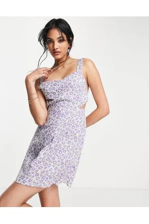 Lola May Vestito corto a fiorellini con schiena scoperta e fascette