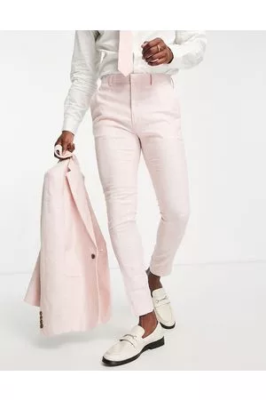 ASOS Pantaloni da abito skinny in misto lino gessato
