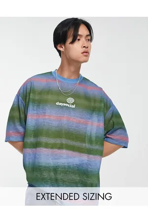 ASOS ASOS Daysocial - T-shirt oversize verde e con stampa a righe sfumate