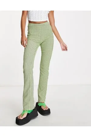 Urban Revivo Pantaloni a zampa verdi a quadri in coordinato
