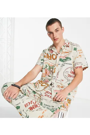 Reclaimed Inspired - Camicia a maniche corte con stampa resort in coordinato