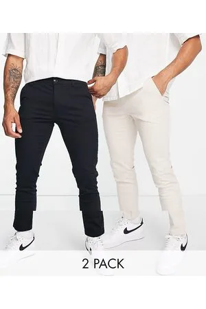 Topman Confezione da 2 paia di chino slim color pietra e neri