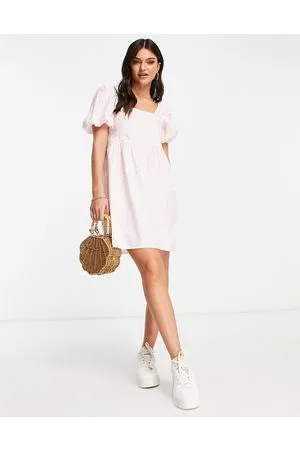 Monki Vestito corto con maniche a sbuffo a fiori