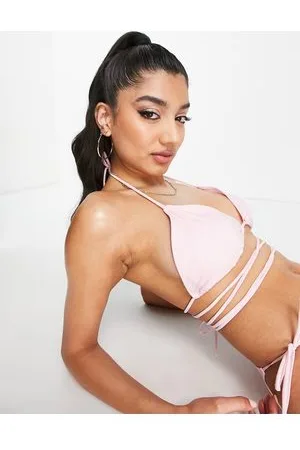 Brave Soul Top bikini a triangolo color chiaro con fascette incrociate