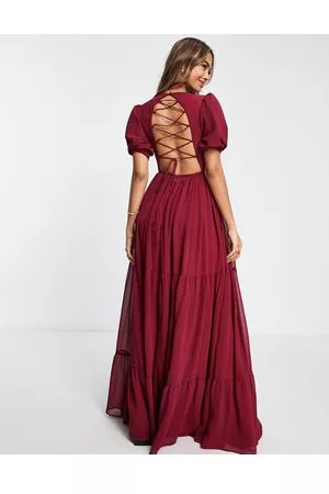 ANAYA With Love - Vestito lungo da damigella con allacciatura sul retro prugna - RED