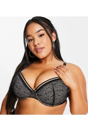 Dorina Curve - Sunray - Reggiseno leggermente imbottito in pizzo con stampa geometrica - BLACK
