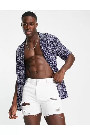 New Look Camicia blu con stampa fantasia e rever