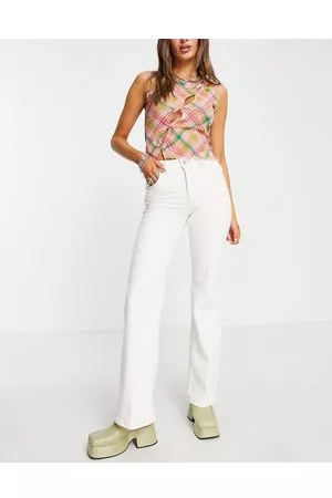 Topshop Jeans a zampa comodi bianchi