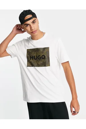 HUGO BOSS Dulive - T-shirt bianca con etichetta mimetica del logo