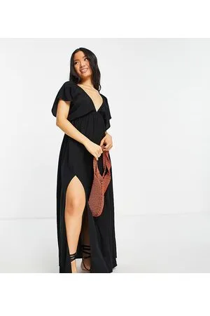 ASOS ASOS DESIGN Petite - Vestito da mare lungo con maniche con volant