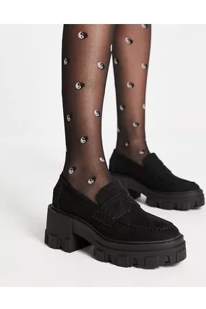 ASOS Sloane - Mocassini neri con suola spessa e tacco medio