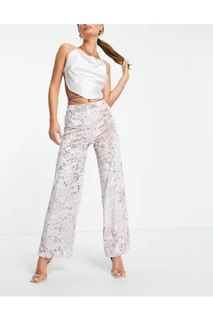 ASOS Pantaloni dritti in velluto screziato con laccetti in vita