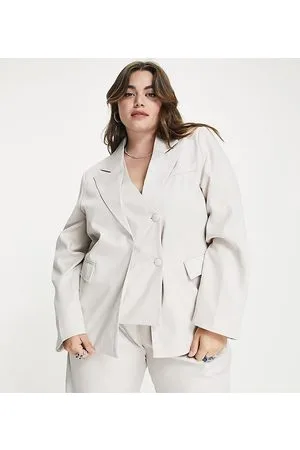 Extro & Vert Plus Blazer oversize con pannelli strutturati écru in coordinato