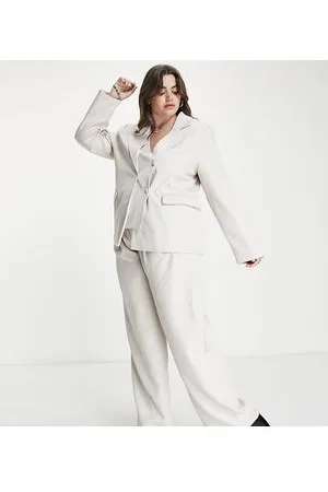 Extro & Vert Plus Pantaloni sartoriali a vita alta con pieghe sul davanti écru in coordinato