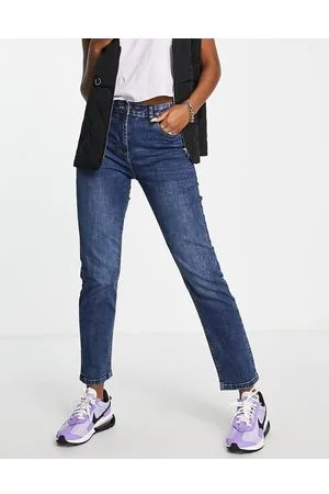 French Connection Jeans dritti a vita alta indaco slavato confortevoli ed elasticizzati
