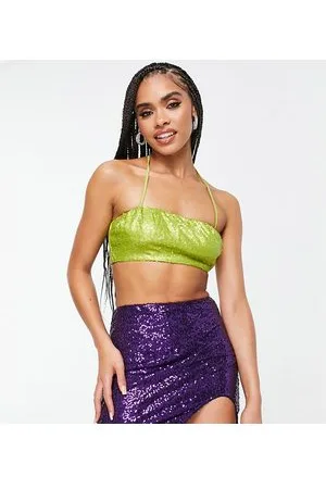 Simmi Clothing Esclusiva Simmi - Crop top a fascia con paillettes stile anni 