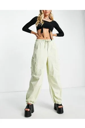 Jaded London Pantaloni cargo a vita bassa stile paracadute color salvia