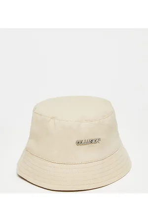 COLLUSION Unisex - Cappello da pescatore color pietra con logo