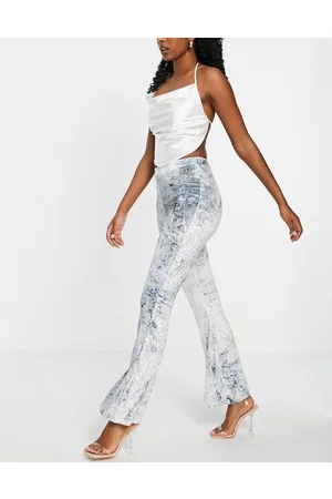 ASOS Pantaloni a zampa in velluto riccio, colore blu