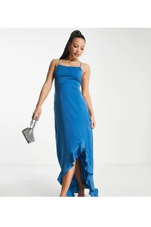 Lola May Vestito midi con bordo anteriore asimmetrico verde-azzurro