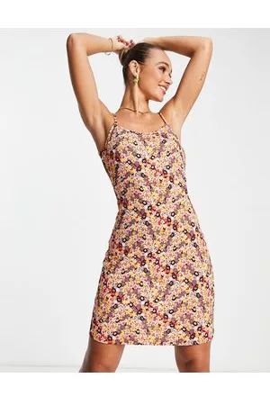VERO MODA Vestito con spalline sottili allacciato sul retro rosso a fiori