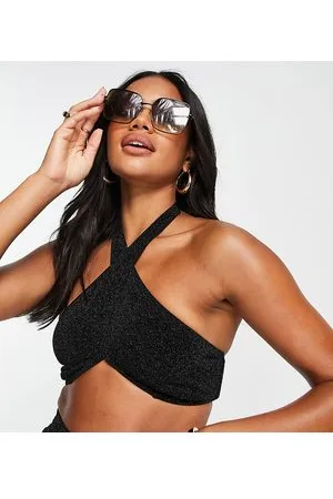 South Beach Mix and Match - Top bikini avvolgente allacciato al collo metallizzato