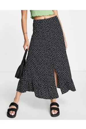 Whistles Gonna midi con stampa a pois e bottoni sul davanti