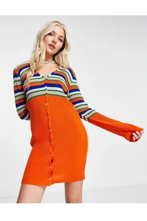 Daisy Street Vestito corto in maglia a righe con bottoni sul davanti