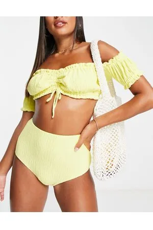 ASOS Top bikini milkmaid limone testurizzato