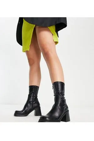 ASOS Reversed - Stivaletti a calza a pianta larga con tacco medio neri