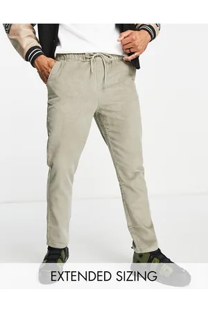 ASOS Pantaloni slim in tessuto a coste kaki chiaro