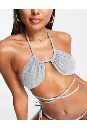 ASOS Top bikini a triangolo capovolto avvolgente glitterato