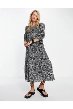 SELECTED Viole - Vestito grembiule midi multicolore con stampa