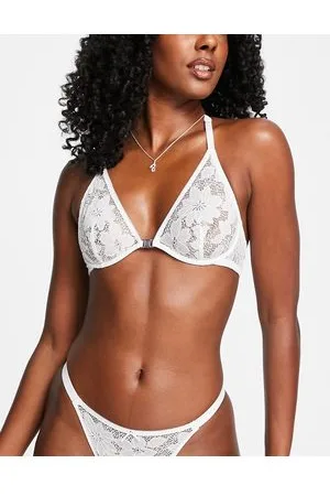 Women secret Reggiseno non imbottito in pizzo a fiori con chiusura sul davanti