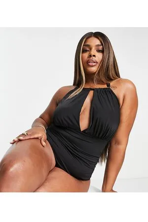 ASOS ASOS DESIGN Curve - Costume da bagno allacciato al collo con apertura a goccia