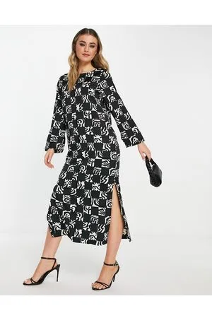 Monki Vestito oversize con stampa astratta a quadri