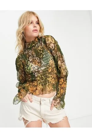 Free People Top bosco in rete con stampa floreale