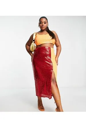 Collective the Label Curve Esclusiva - Gonna al polpaccio color block in paillettes in coordinato